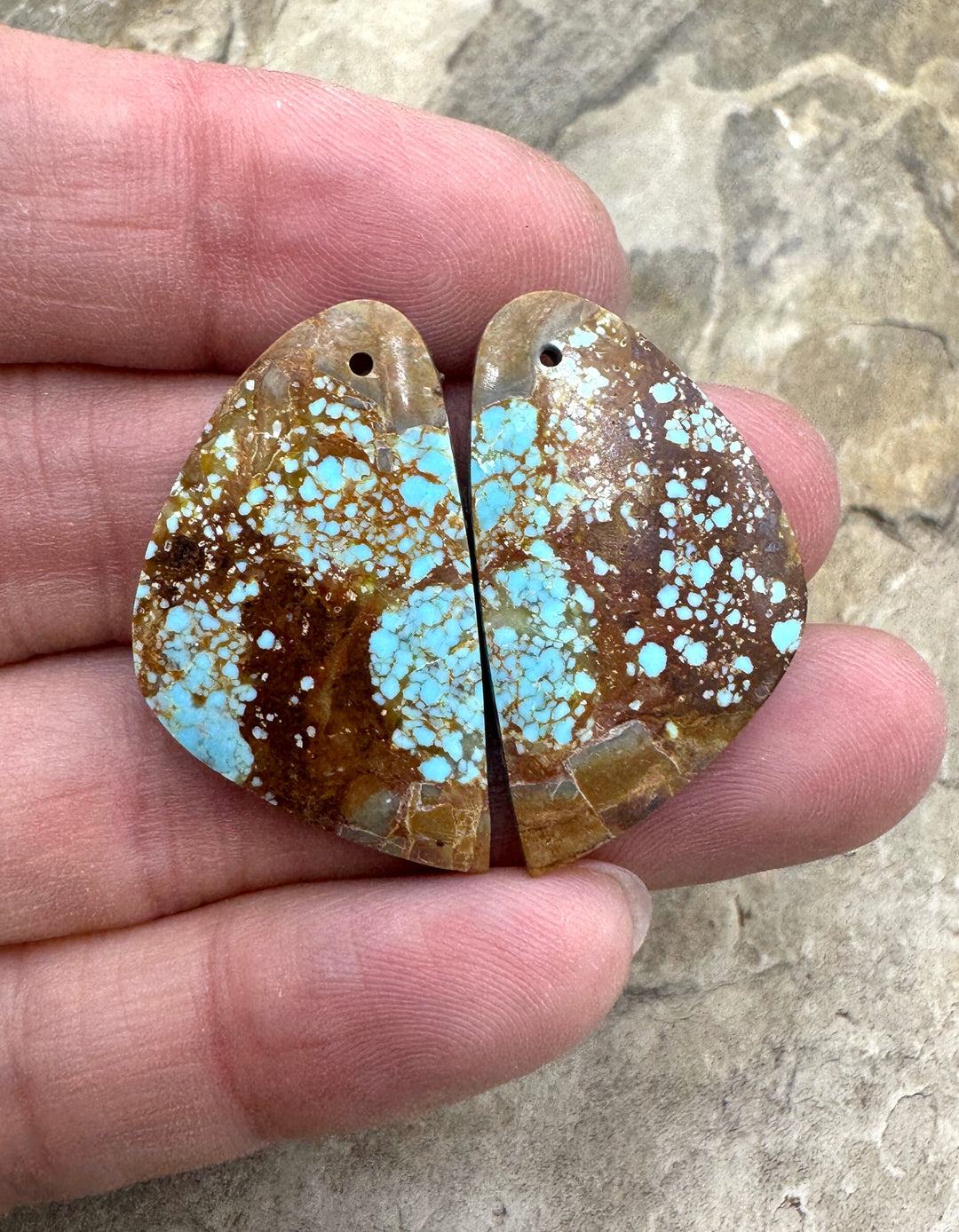 RARE Number 8 Turquoise (Nevada) Matching Earring Slab Bead