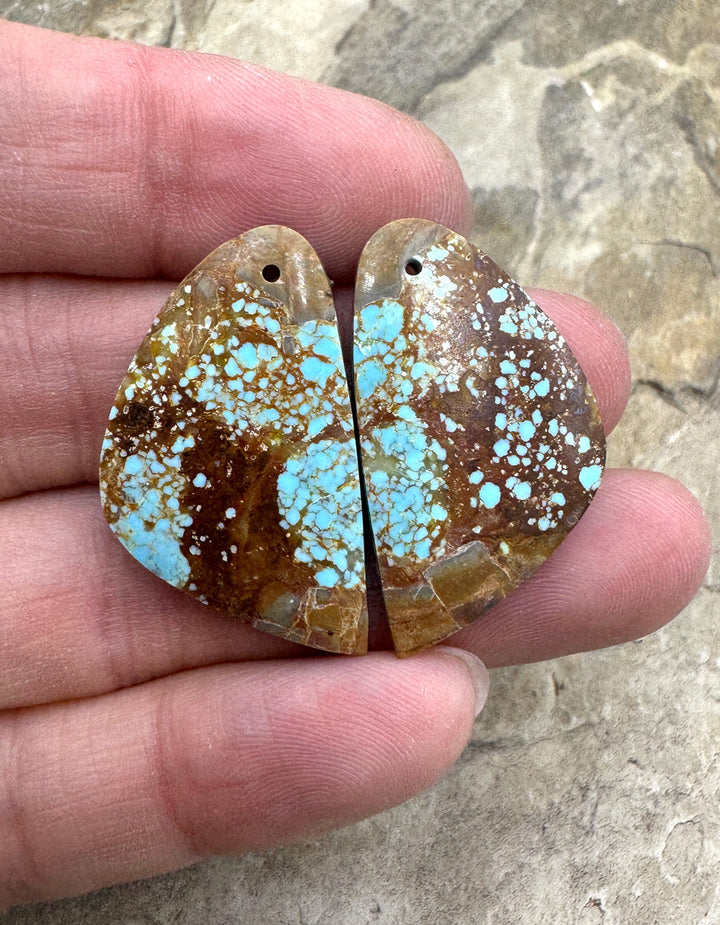 RARE Number 8 Turquoise (Nevada) Matching Earring Slab Bead