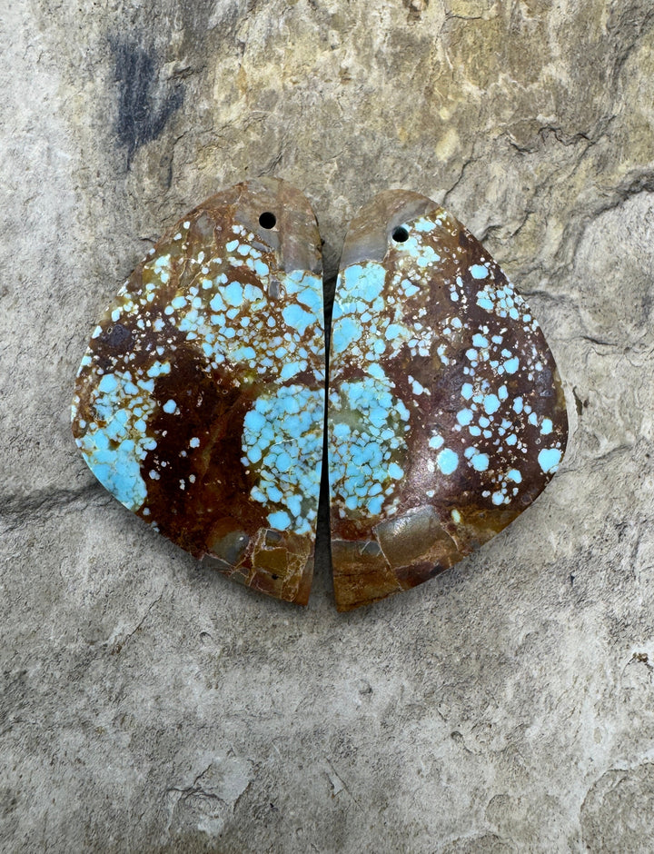 RARE Number 8 Turquoise (Nevada) Matching Earring Slab Bead