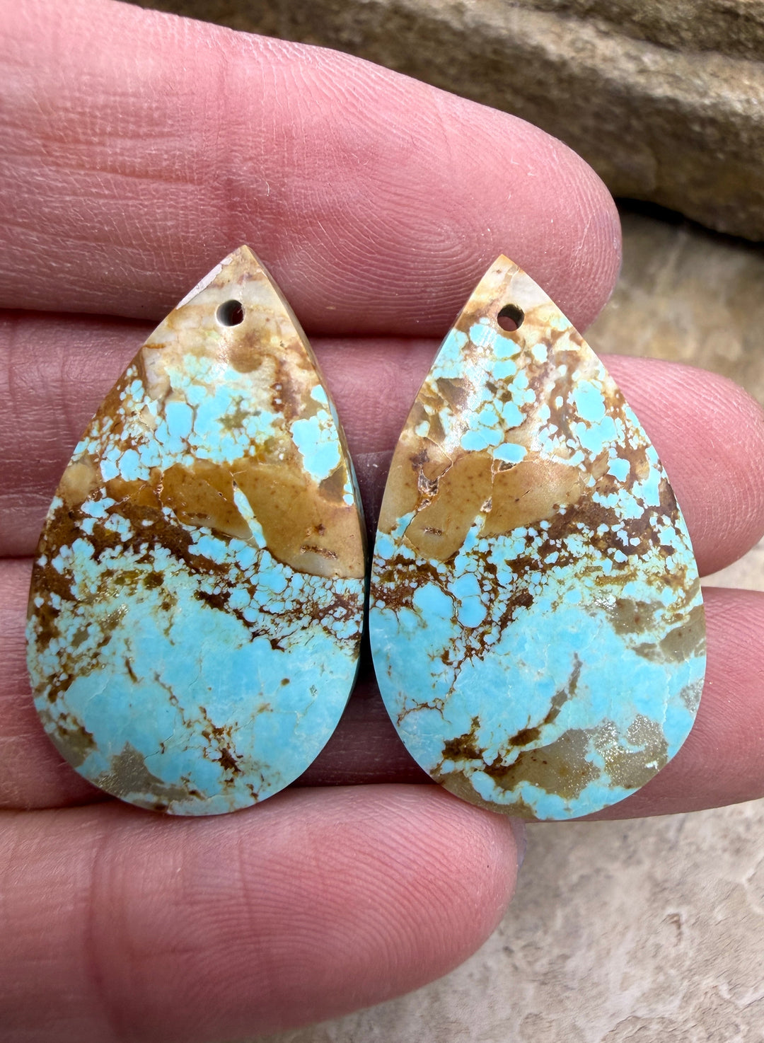RARE Number 8 Turquoise (Nevada) Matching Earring Slab Bead