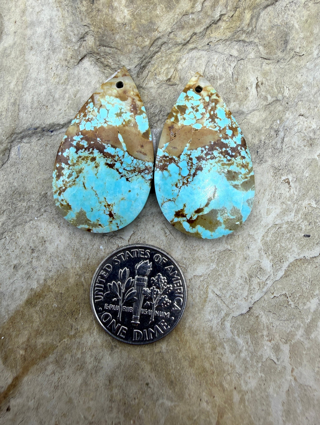 RARE Number 8 Turquoise (Nevada) Matching Earring Slab Bead