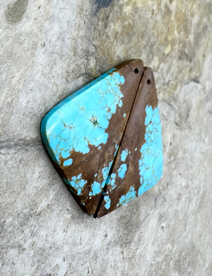 RARE Number 8 Turquoise (Nevada) Matching Earring Slab Bead
