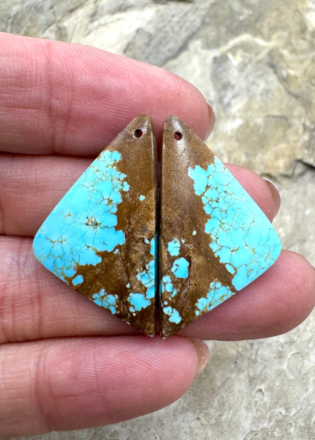RARE Number 8 Turquoise (Nevada) Matching Earring Slab Bead