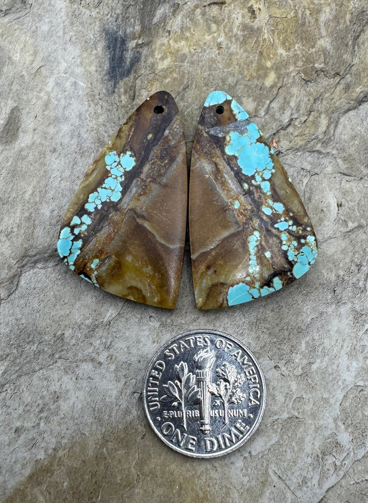RARE Number 8 Turquoise (Nevada) Matching Earring Slab Bead