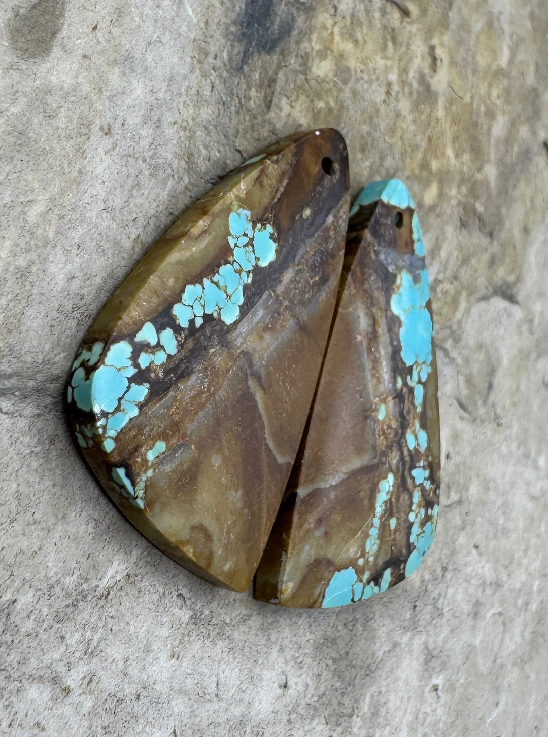 RARE Number 8 Turquoise (Nevada) Matching Earring Slab Bead