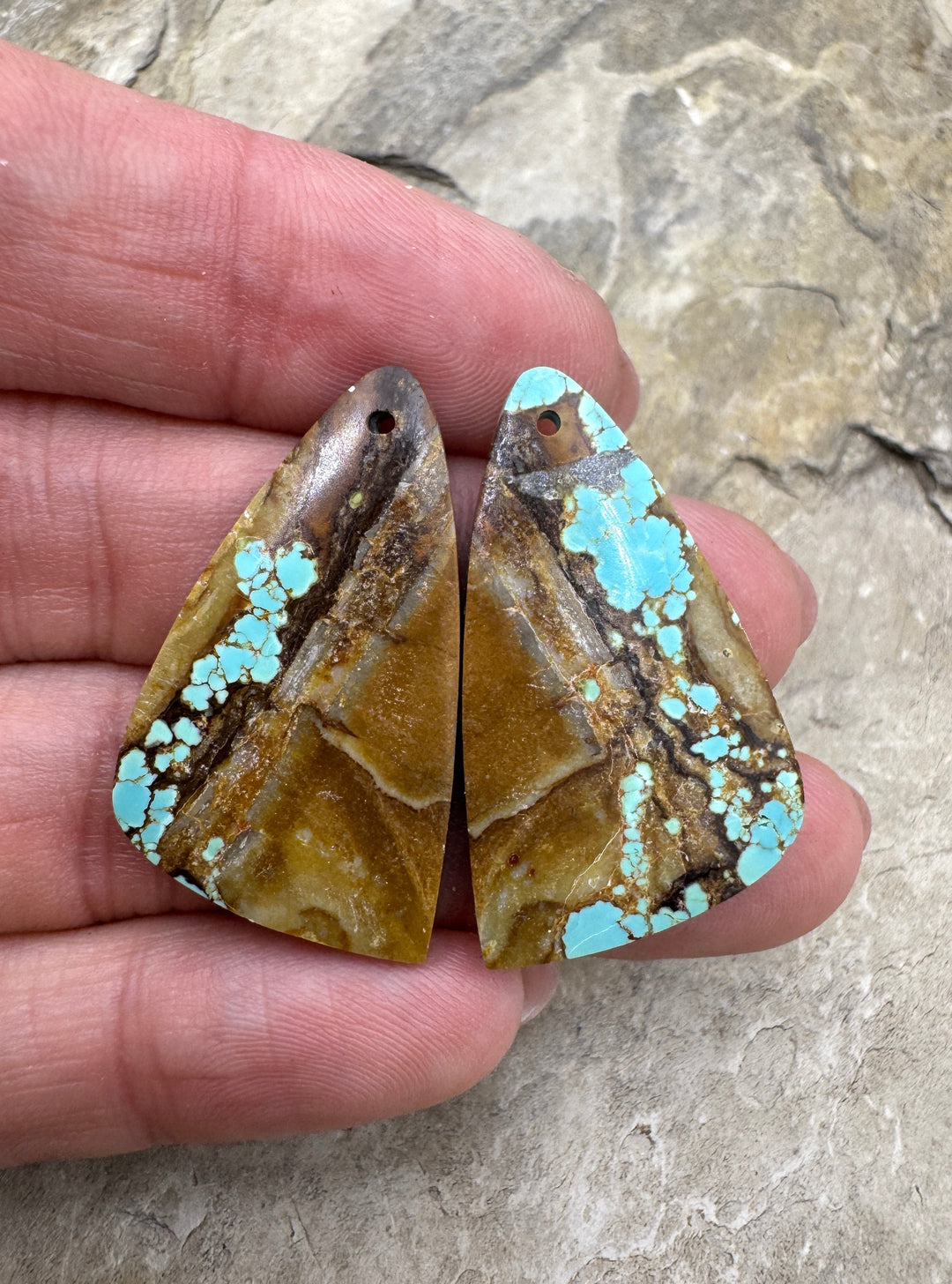 RARE Number 8 Turquoise (Nevada) Matching Earring Slab Bead