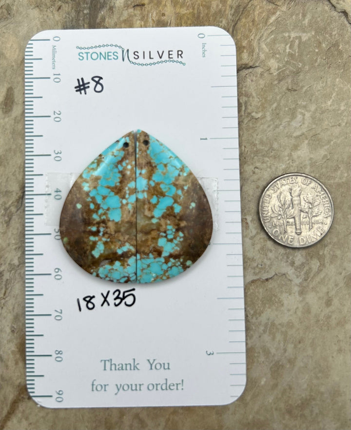 RARE Number 8 Turquoise (Nevada) Matching Earring Slab Bead