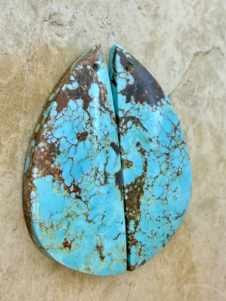 RARE Number 8 Turquoise (Nevada) Matching Earring Slab Bead