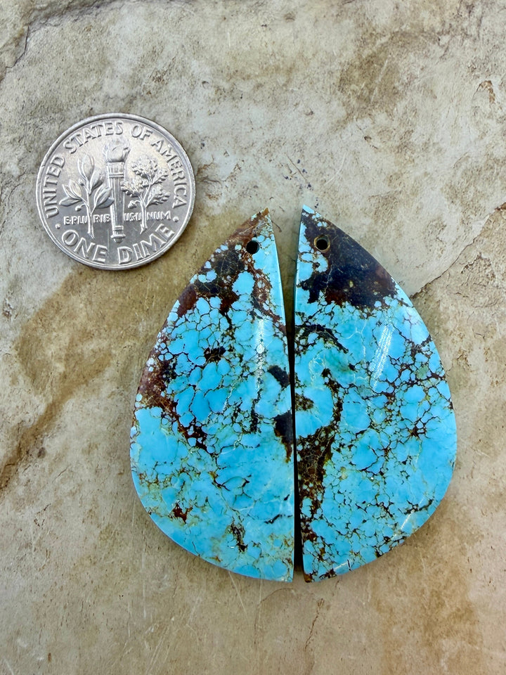 RARE Number 8 Turquoise (Nevada) Matching Earring Slab Bead