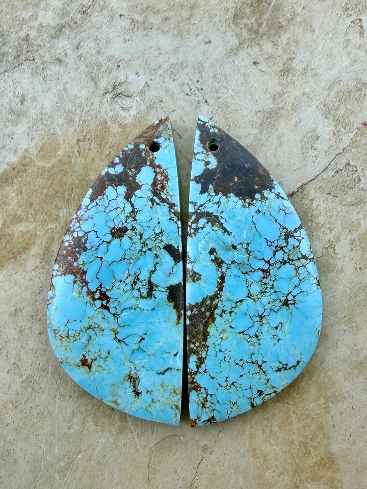 RARE Number 8 Turquoise (Nevada) Matching Earring Slab Bead