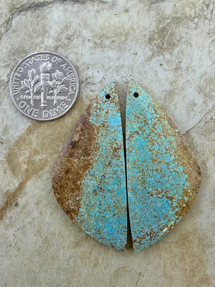 RARE Number 8 Turquoise (Nevada) Matching Earring Slab Bead