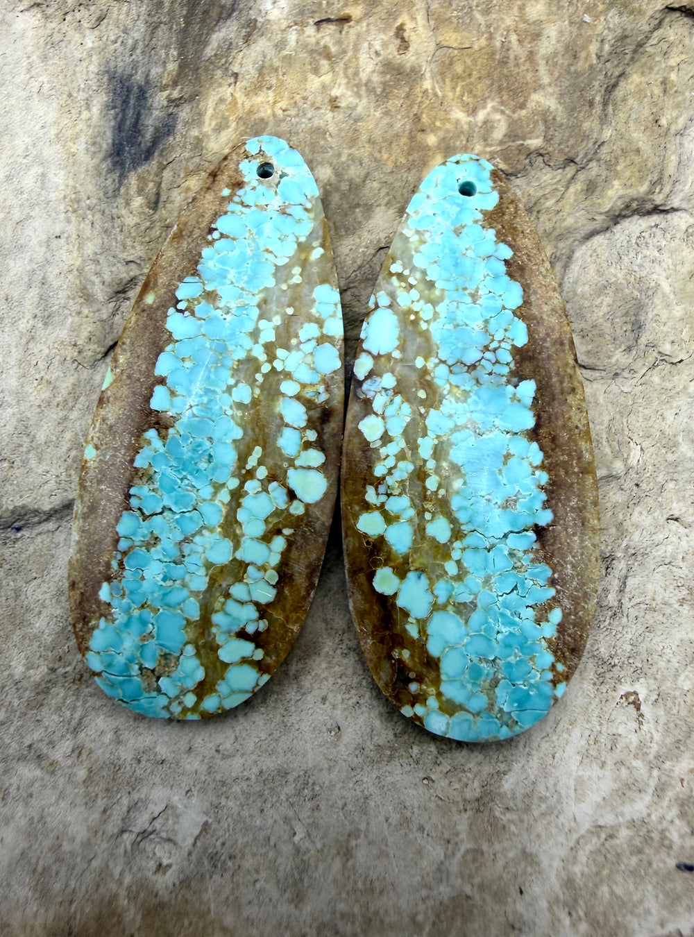 RARE Number 8 Turquoise (Nevada) Matching Earring Slab Bead