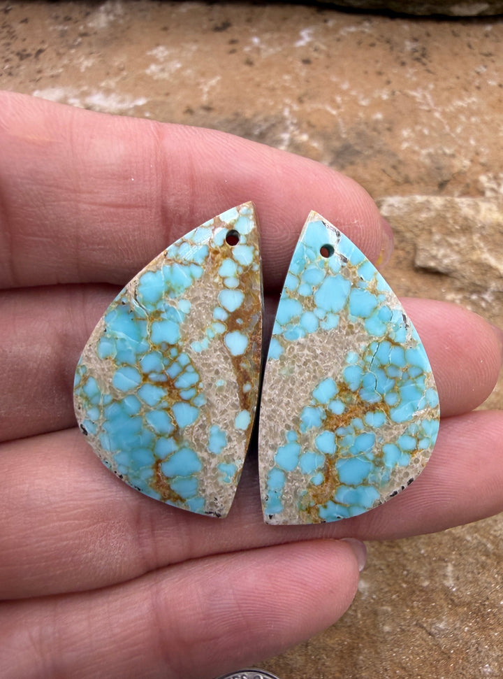 RARE Number 8 Turquoise (Nevada) Matching Earring Slab Bead