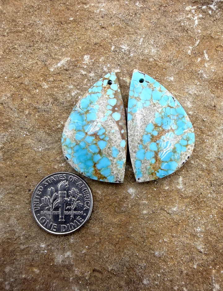 RARE Number 8 Turquoise (Nevada) Matching Earring Slab Bead