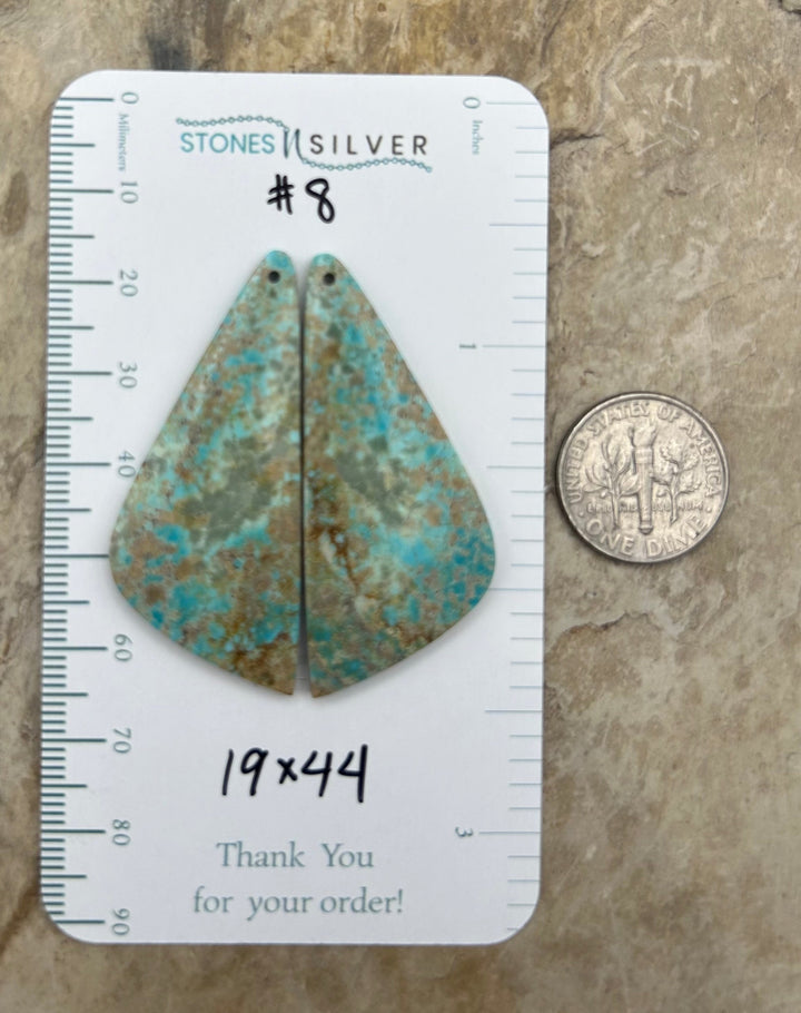 RARE Number 8 Turquoise (Nevada) Matching Earring Slab Bead