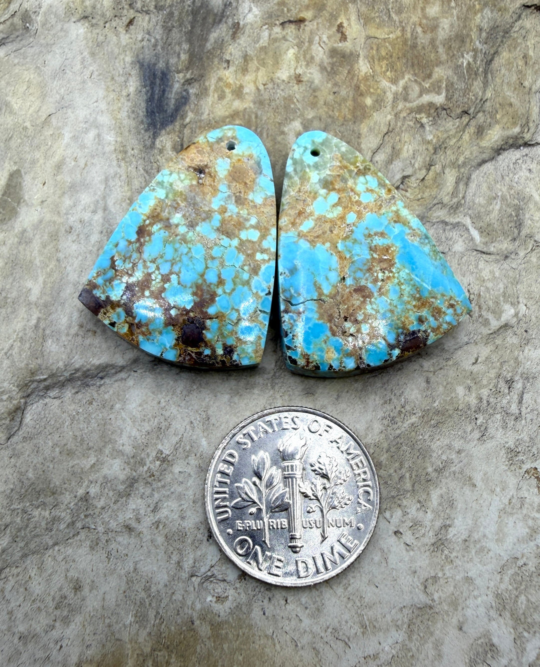 RARE Number 8 Turquoise (Nevada) Matching Earring Slab Bead