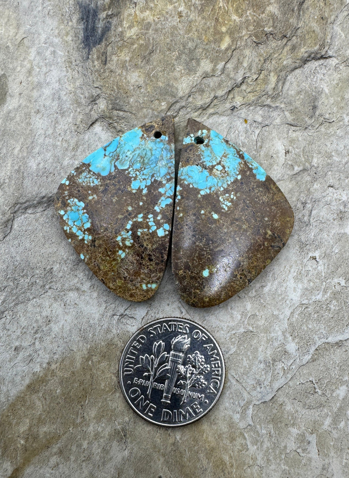 RARE Number 8 Turquoise (Nevada) Matching Earring Slab Bead