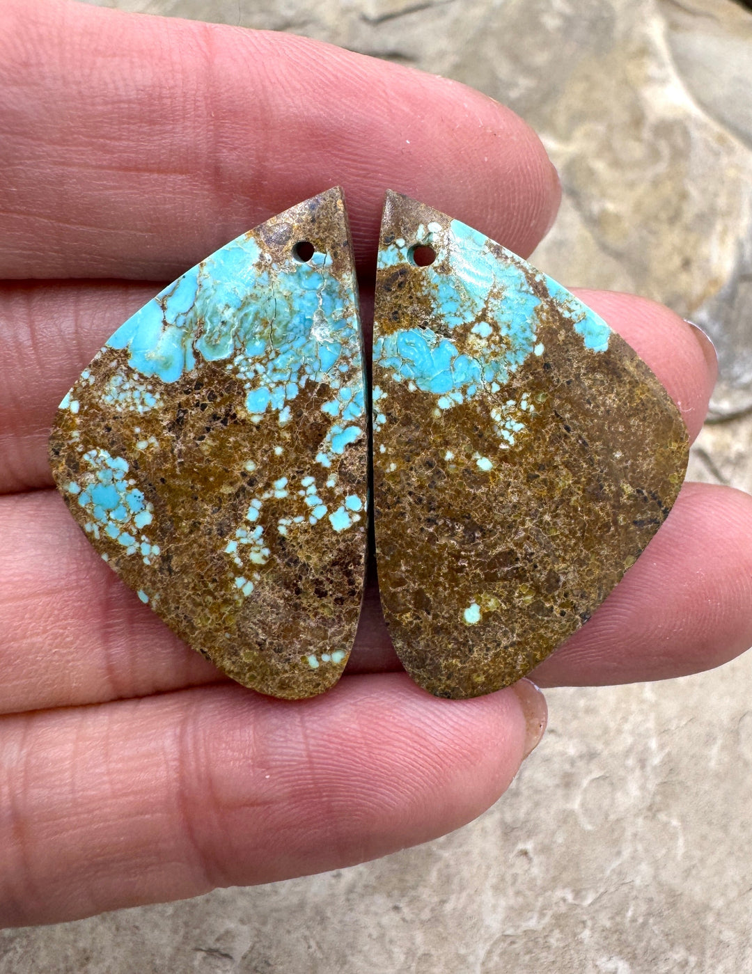 RARE Number 8 Turquoise (Nevada) Matching Earring Slab Bead
