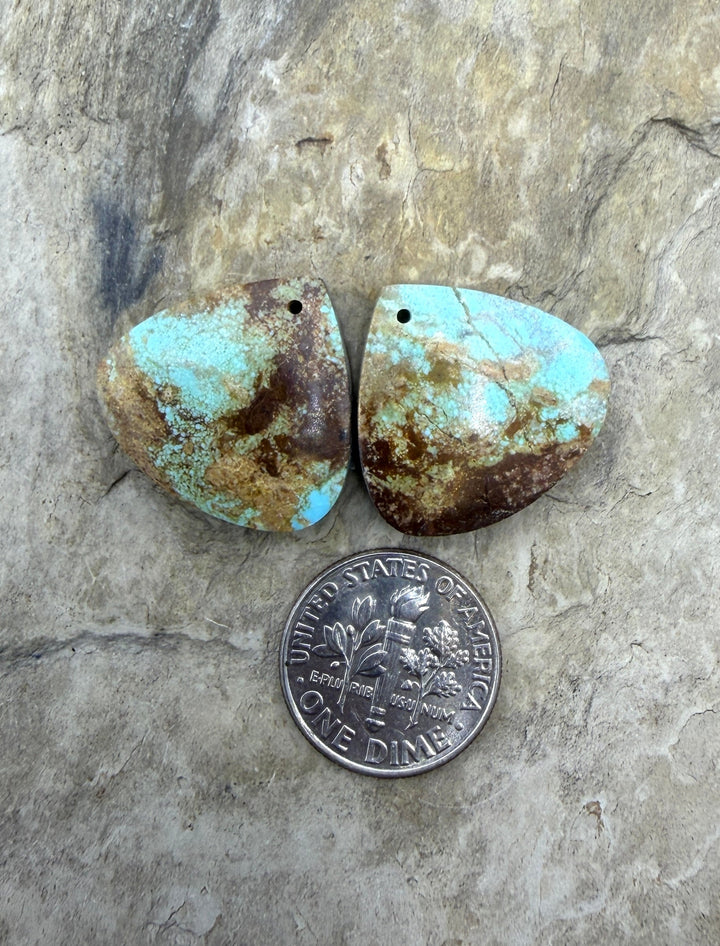 RARE Number 8 Turquoise (Nevada) Matching Earring Slab Bead