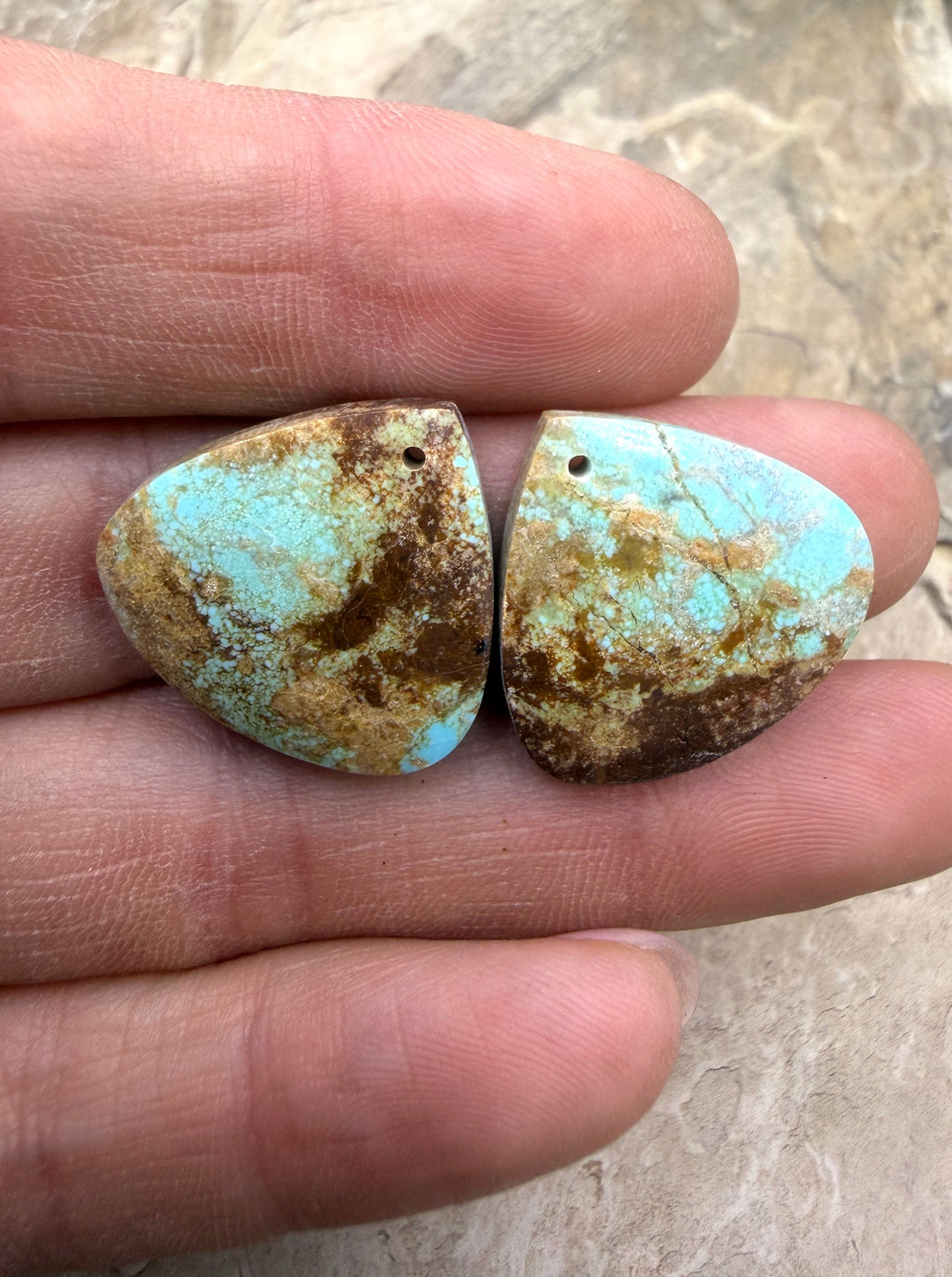 RARE Number 8 Turquoise (Nevada) Matching Earring Slab Bead