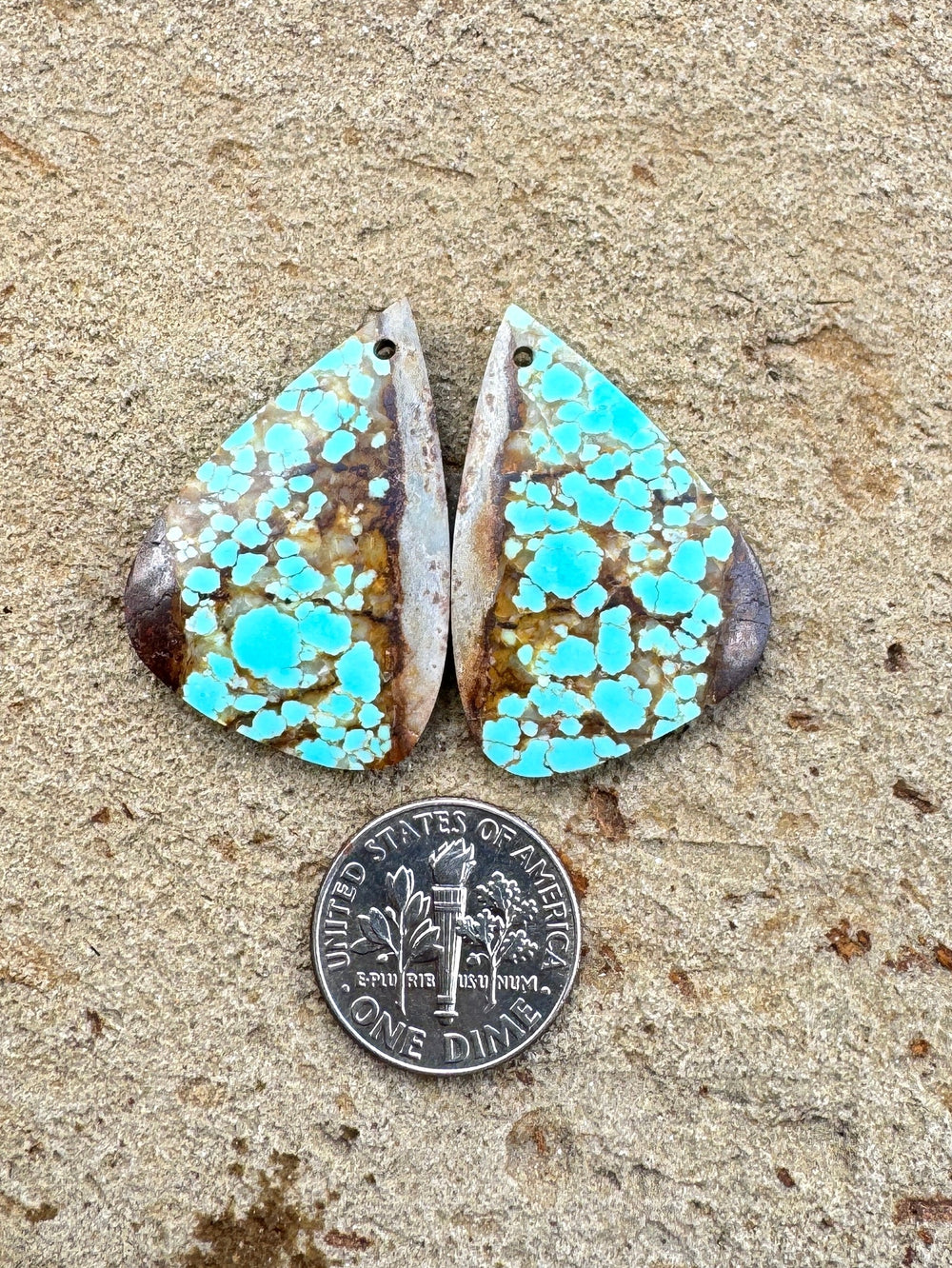 RARE Number 8 Turquoise (Nevada) Matching Earring Slab Bead