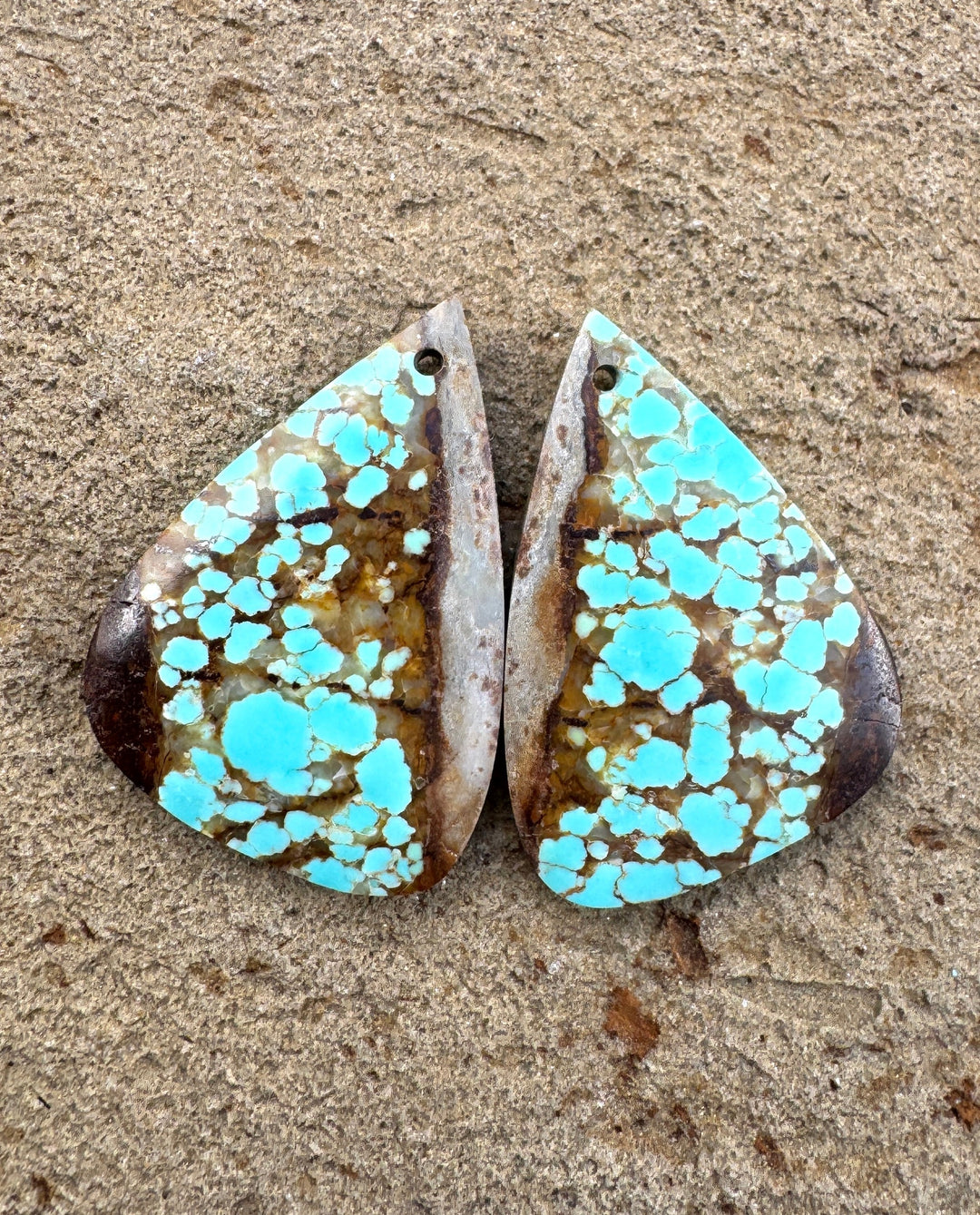 RARE Number 8 Turquoise (Nevada) Matching Earring Slab Bead