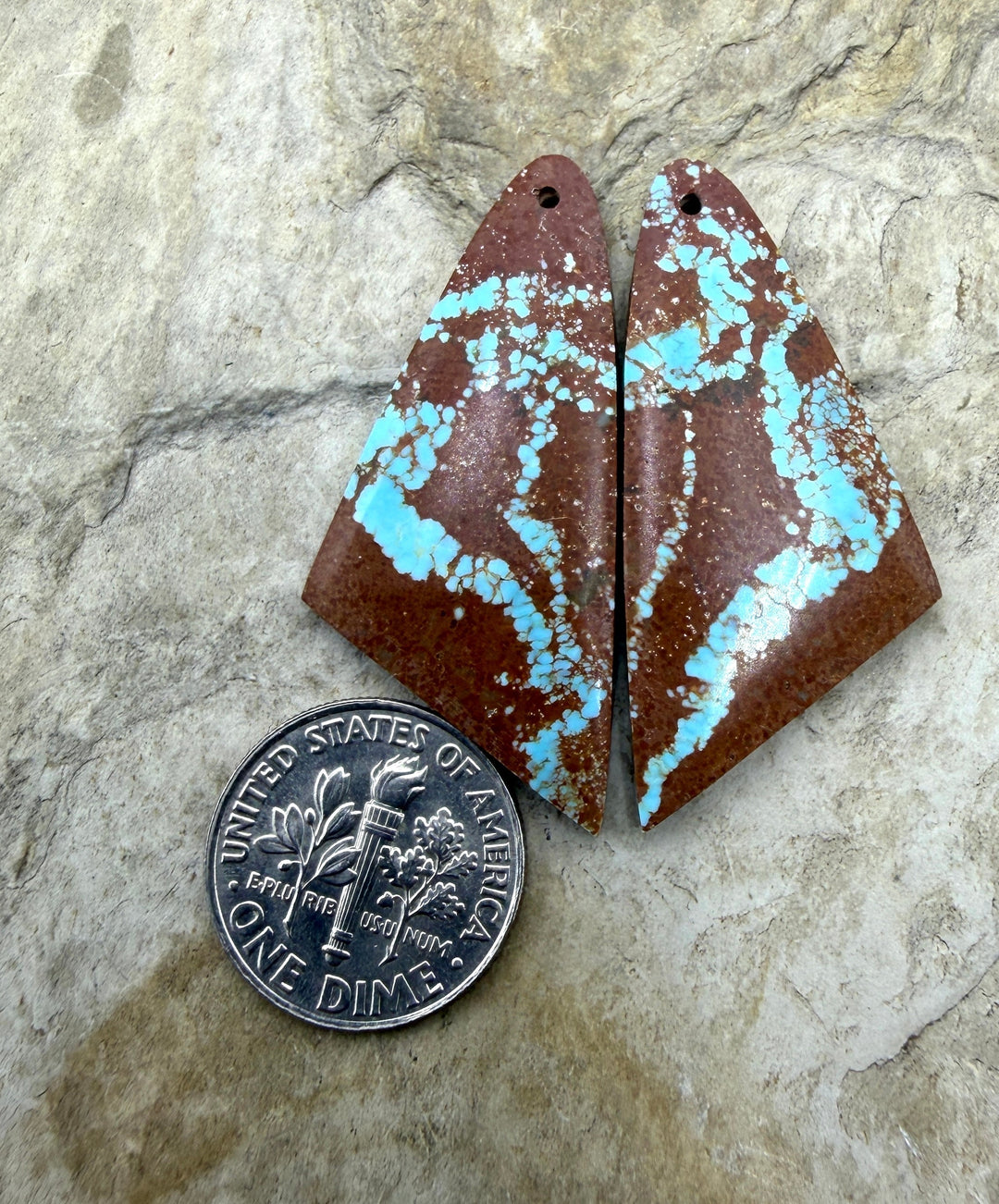 RARE Number 8 Turquoise (Nevada) Matching Earring Slab Bead