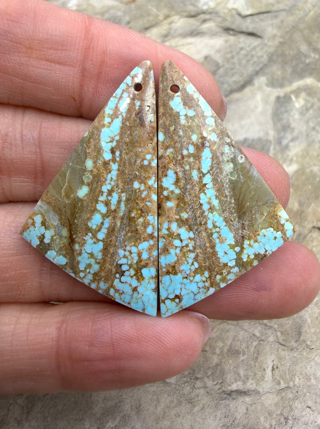 RARE Number 8 Turquoise (Nevada) Matching Earring Slab Bead
