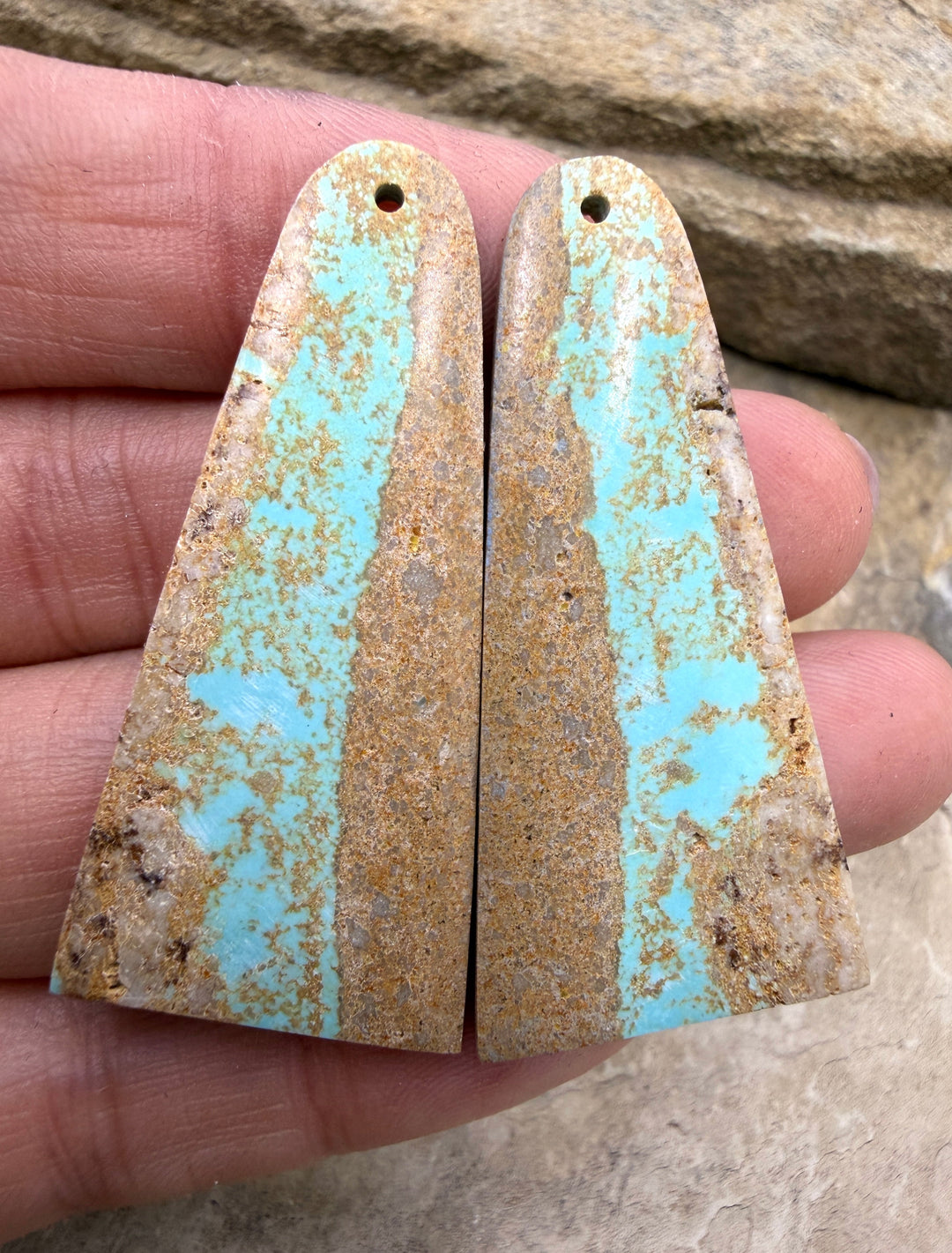 RARE Number 8 Turquoise (Nevada) Matching Earring Slab Bead