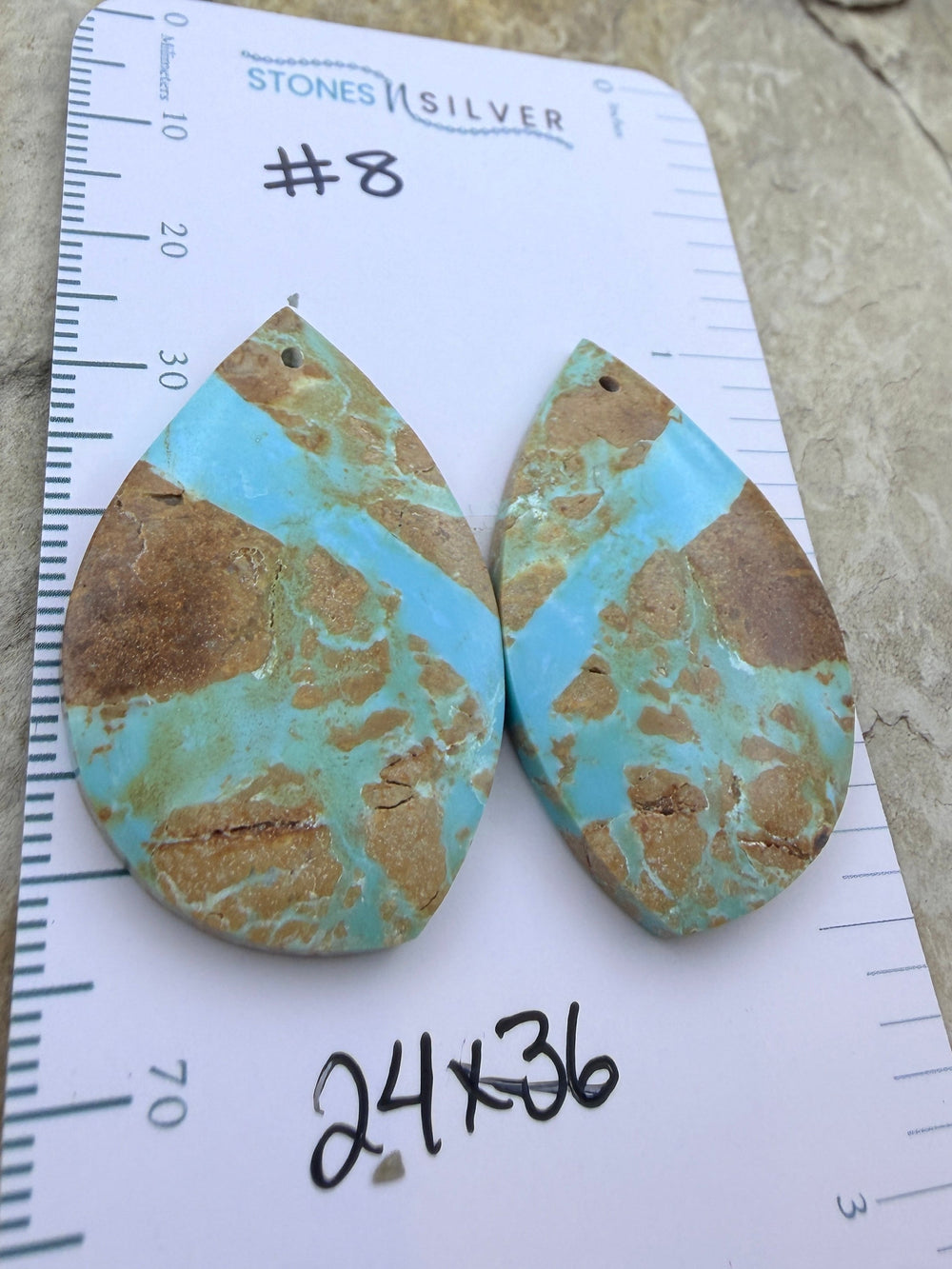 RARE Number 8 Turquoise (Nevada) Matching Earring Slab Bead