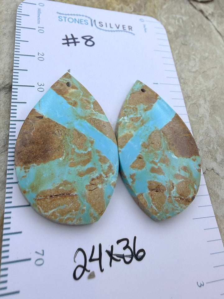 RARE Number 8 Turquoise (Nevada) Matching Earring Slab Bead