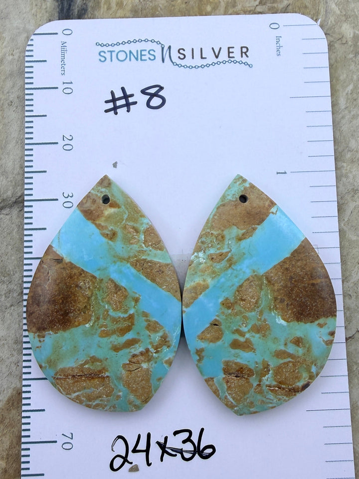 RARE Number 8 Turquoise (Nevada) Matching Earring Slab Bead
