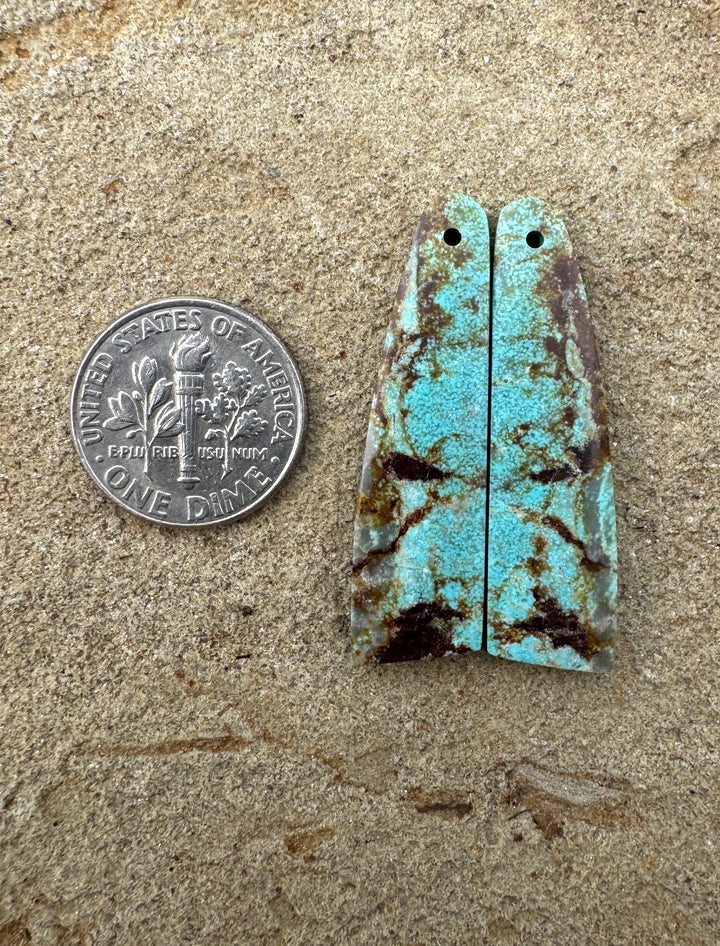 RARE Number 8 Turquoise (Nevada) Matching Earring Slab Bead