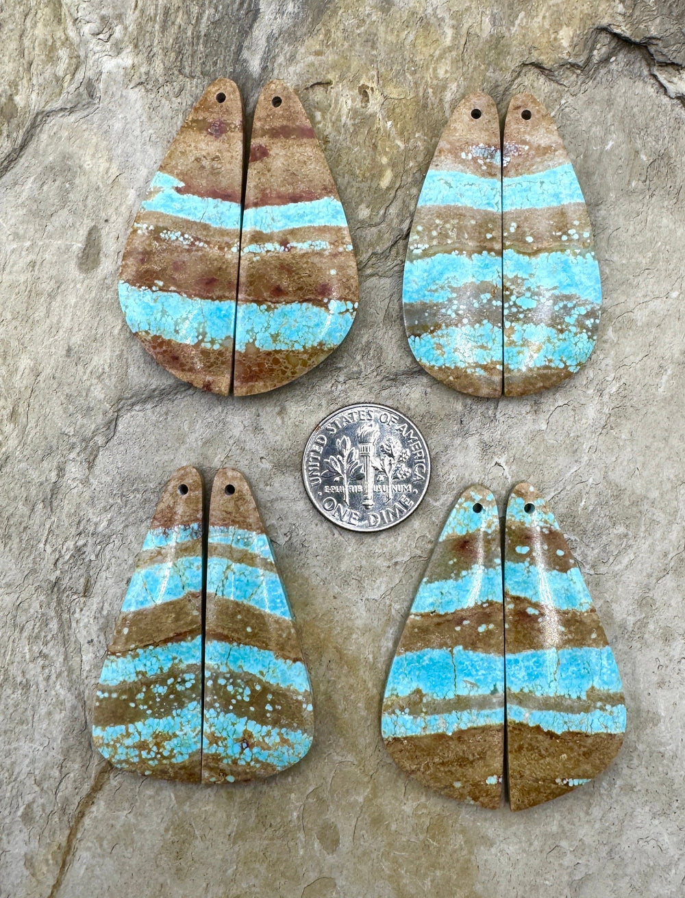 RARE Number 8 Turquoise (Nevada) Matching Earring Slab Bead