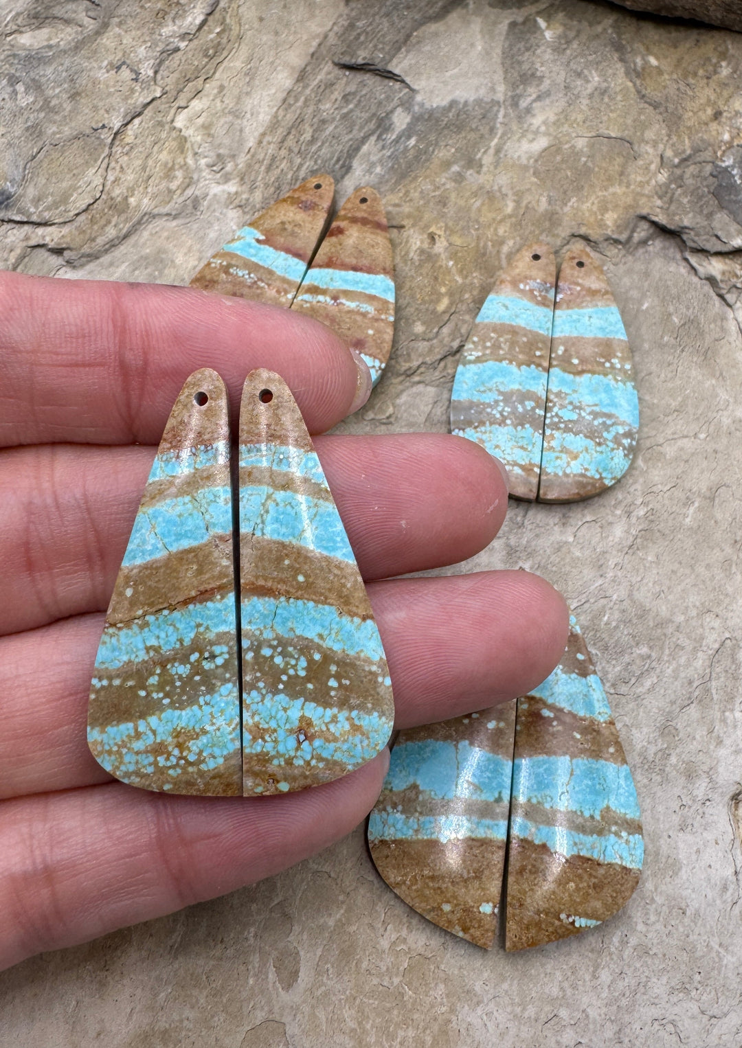 RARE Number 8 Turquoise (Nevada) Matching Earring Slab Bead