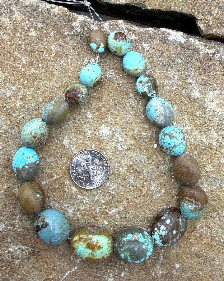 RARE Number 8 Turquoise (Nevada) Rounded Nugget Beads