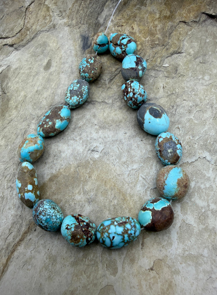 RARE Number 8 Turquoise (Nevada) Rounded Nugget Beads