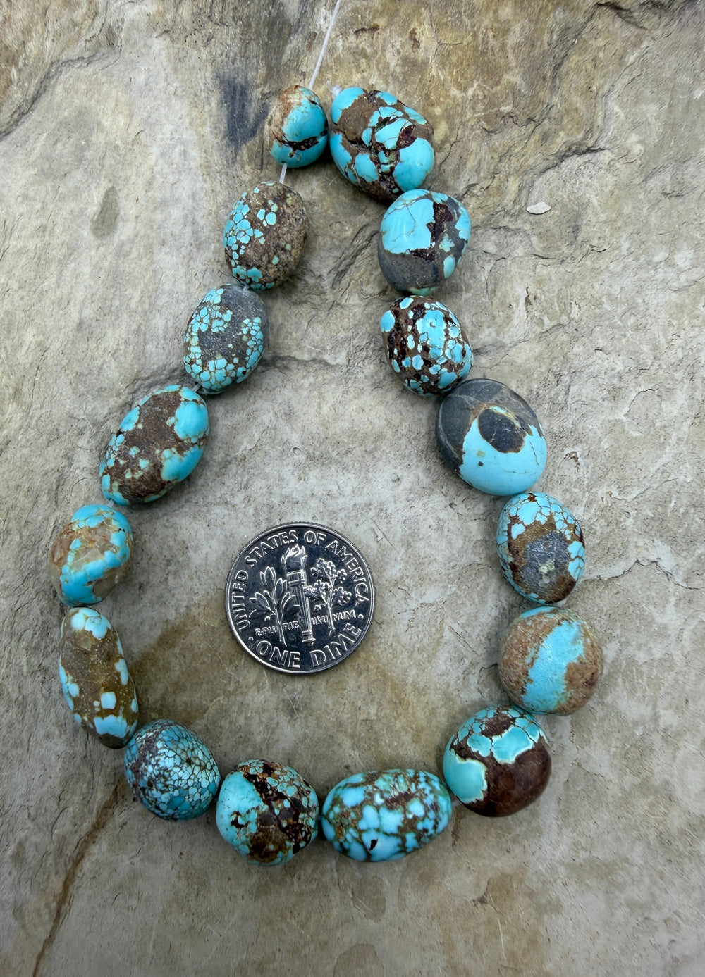 RARE Number 8 Turquoise (Nevada) Rounded Nugget Beads