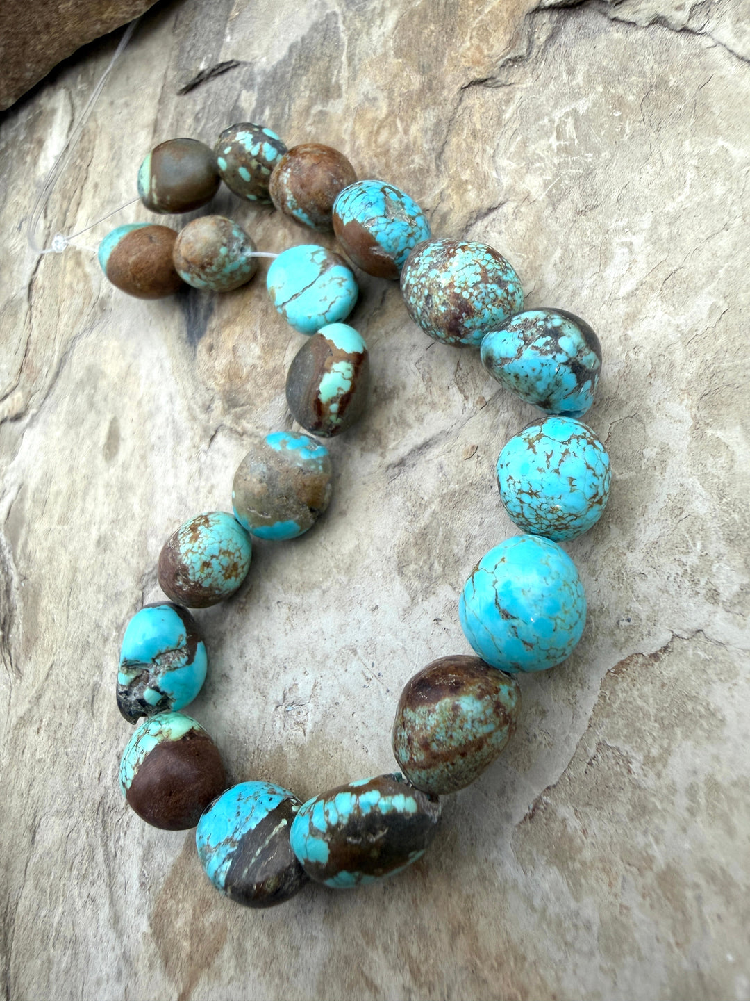 RARE Number 8 Turquoise (Nevada) Rounded Nugget Beads
