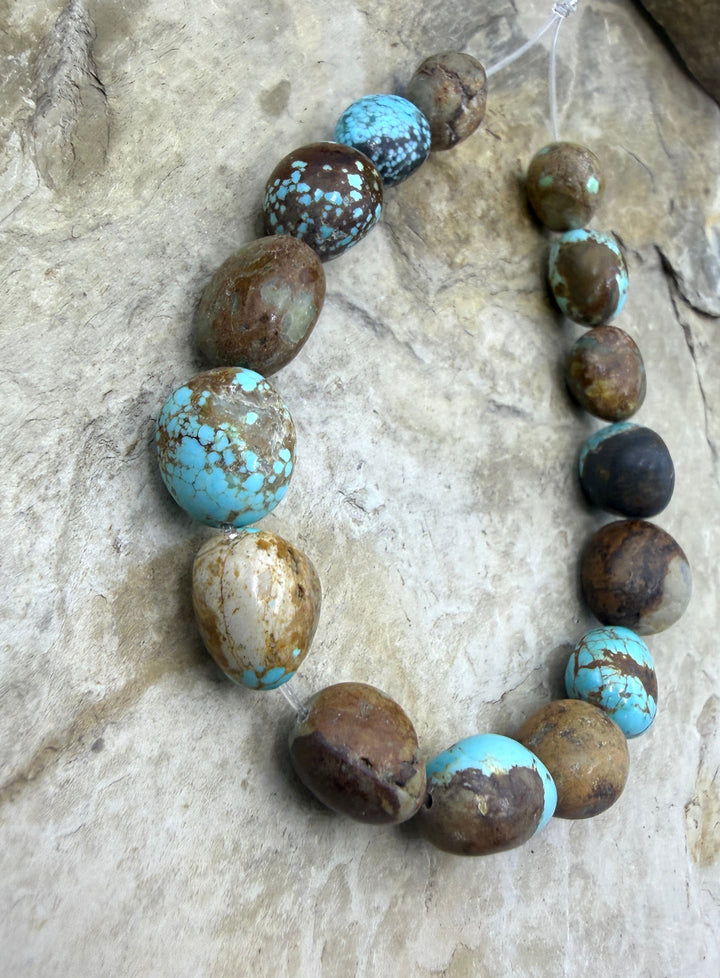 RARE Number 8 Turquoise (Nevada) Rounded Nugget Beads