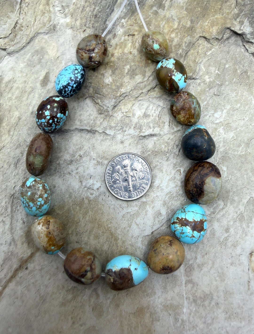 RARE Number 8 Turquoise (Nevada) Rounded Nugget Beads