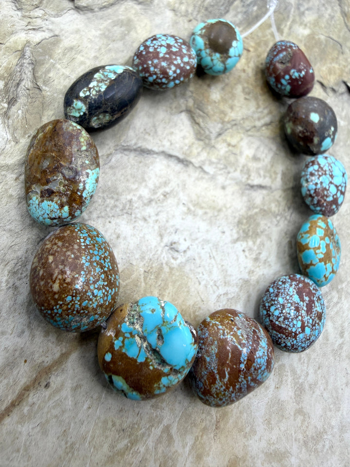 RARE Number 8 Turquoise (Nevada) Rounded Nugget Beads
