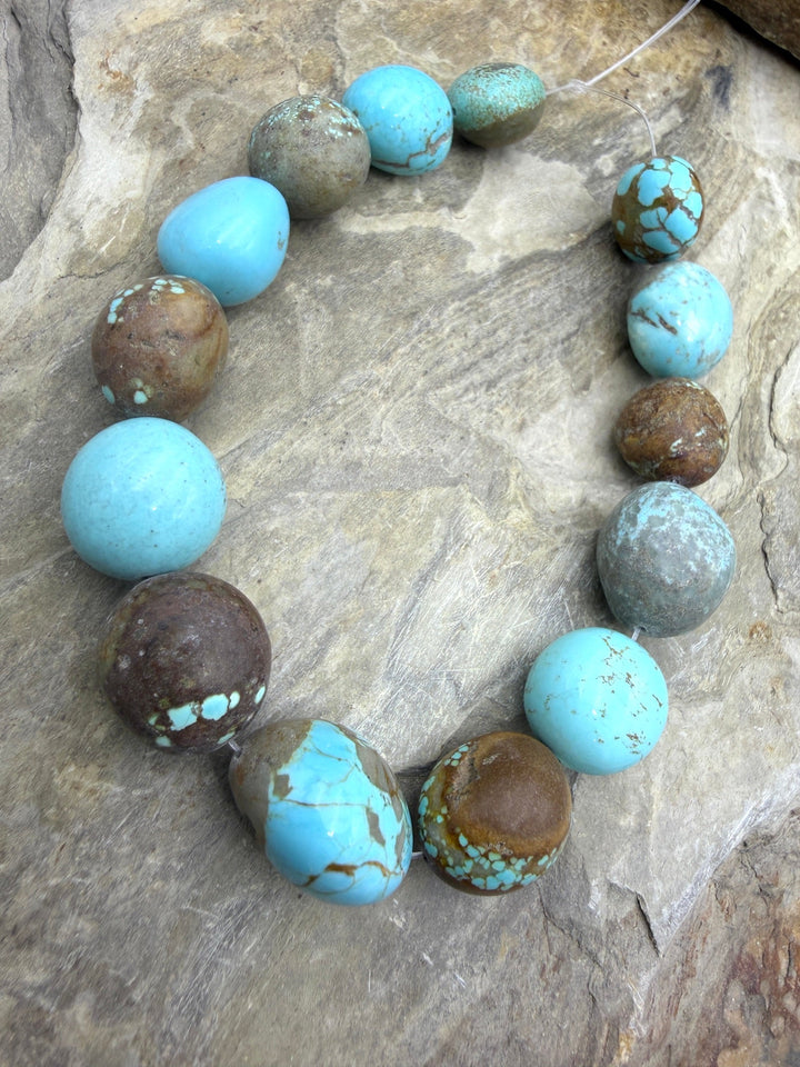 RARE Number 8 Turquoise (Nevada) Rounded Nugget Beads
