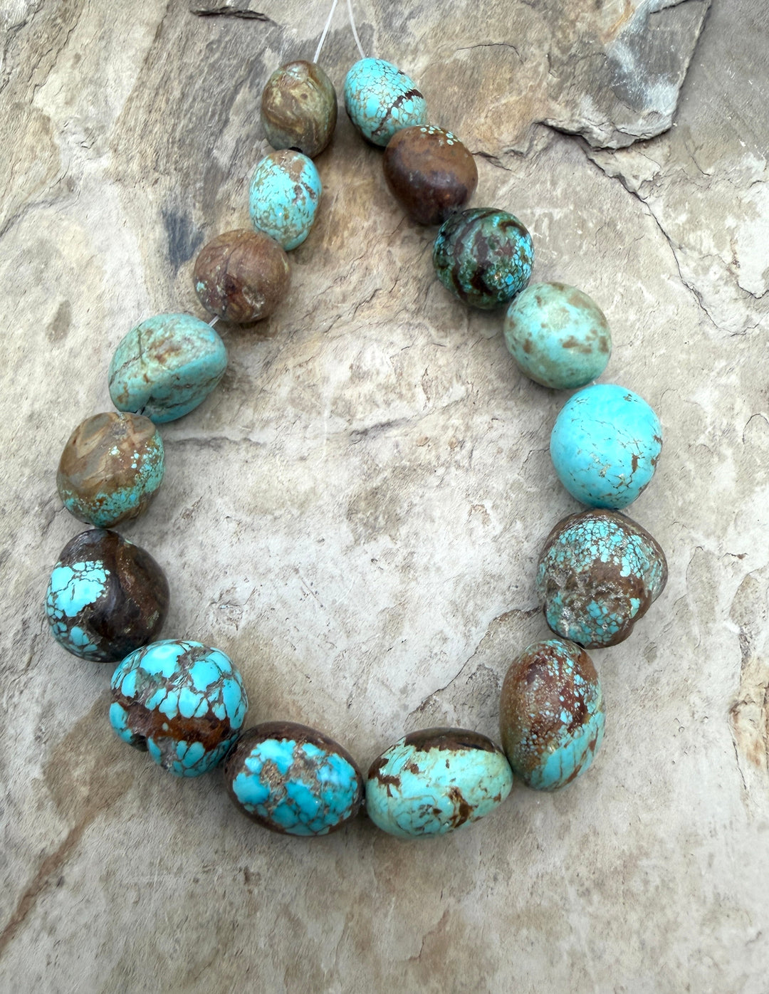 RARE Number 8 Turquoise (Nevada) Rounded Nugget Beads