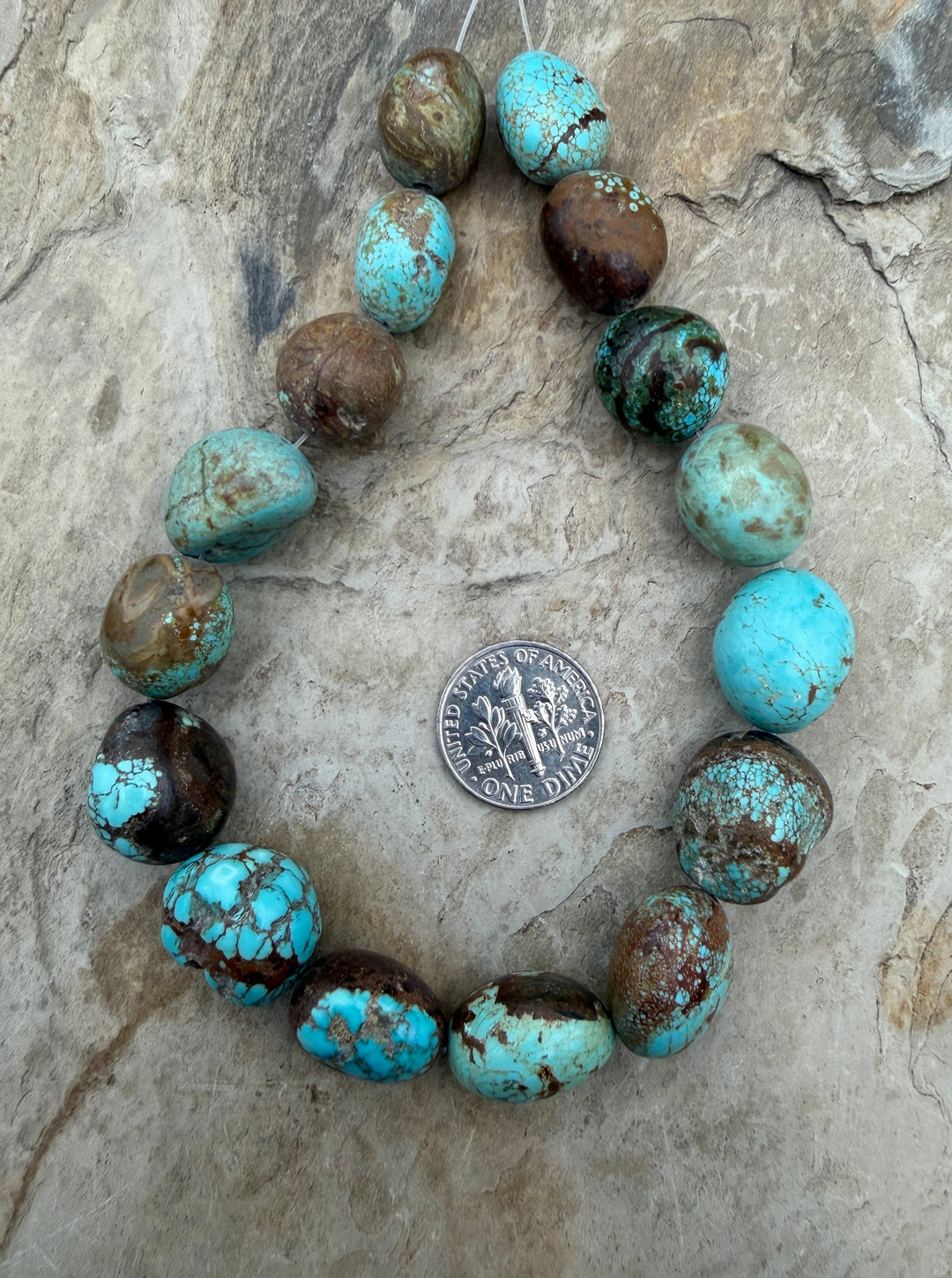 RARE Number 8 Turquoise (Nevada) Rounded Nugget Beads