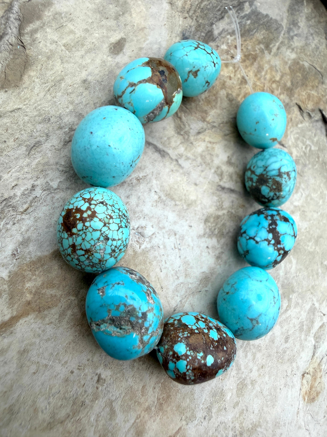 RARE Number 8 Turquoise (Nevada) Rounded Nugget Beads