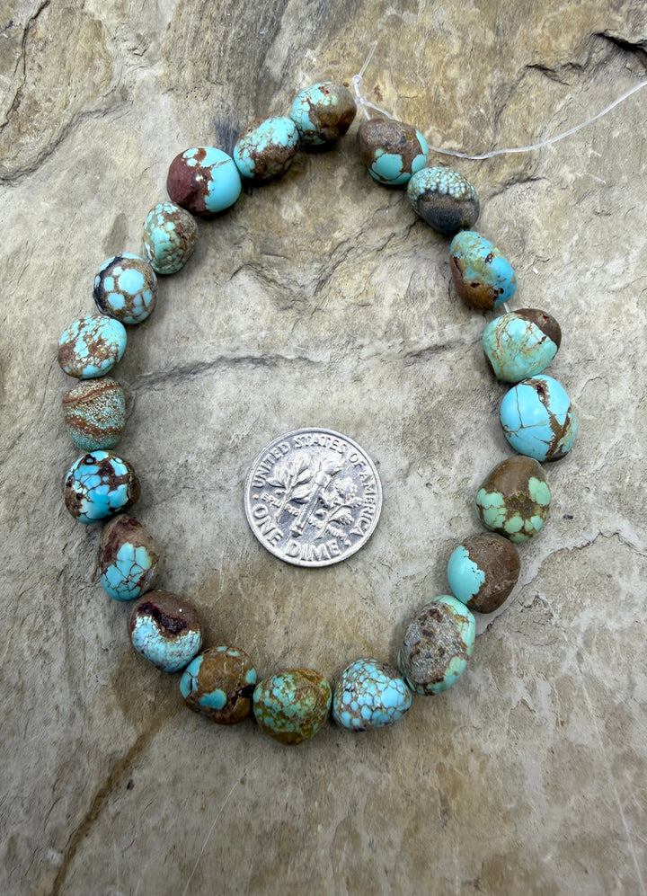 RARE Number 8 Turquoise (Nevada) Rounded Nugget Beads
