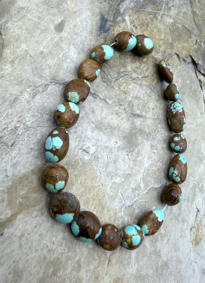RARE Number 8 Turquoise (Nevada) Rounded Nugget Beads