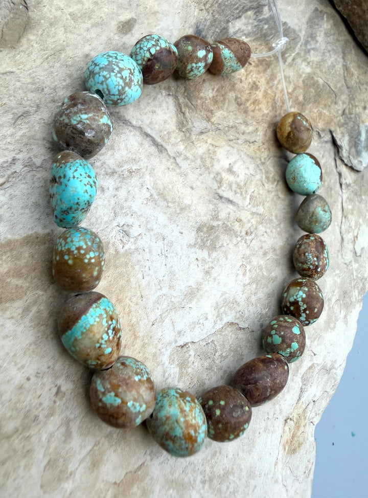 RARE Number 8 Turquoise (Nevada) Rounded Nugget Beads