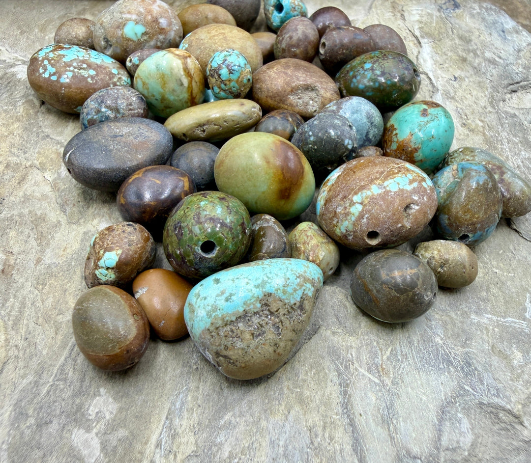 RARE Number 8 Turquoise (Nevada) Rounded Nugget Beads (95+